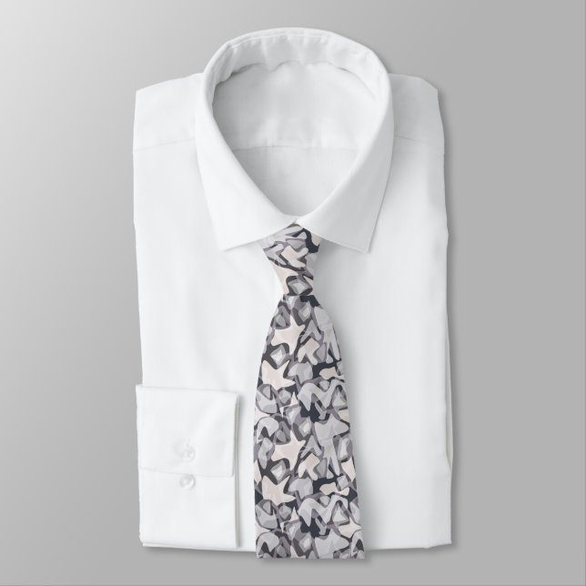 Light gray-white gray light gray abstract  throw tie (Tied)