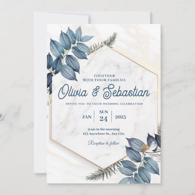 Light Grayish Orange Aesthetic Wedding Invitation (Front)