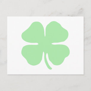light green 4 leaf clover shamrock.png postcard