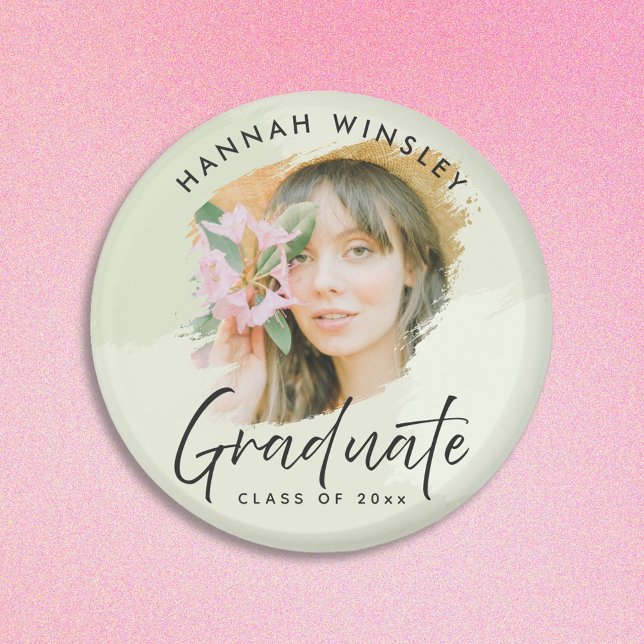 Light Green Add Your Photo Custom Graduation Guest Magnet (elegant light sage green custom photo name graduation magnet )