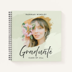 Light Green Add Your Photo Custom Graduation Guest Notebook