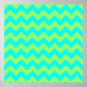 Light Green and Aqua Zigzag Poster