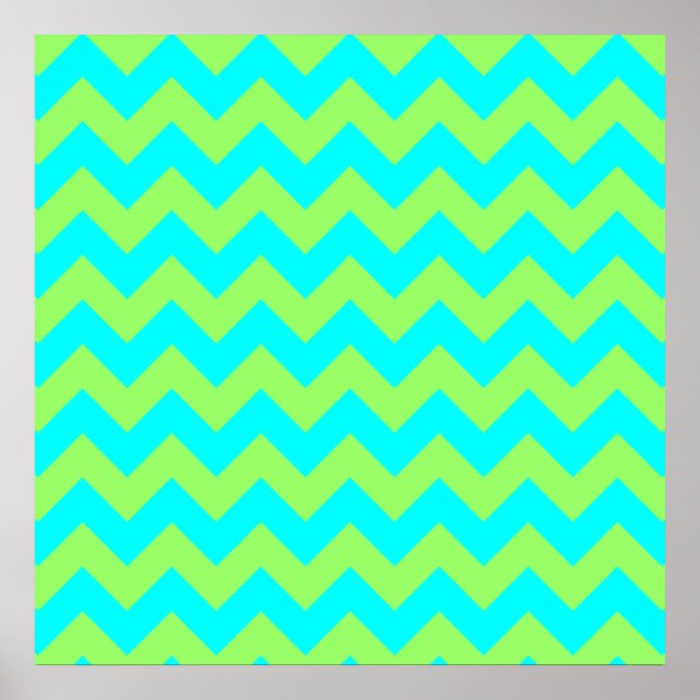 Light Green and Aqua Zigzag Poster (Front)
