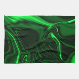 Light green and dark curves on dark background. kitchen towel