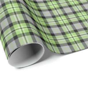 Light Green and Grey Plaid Pattern Wrapping Paper