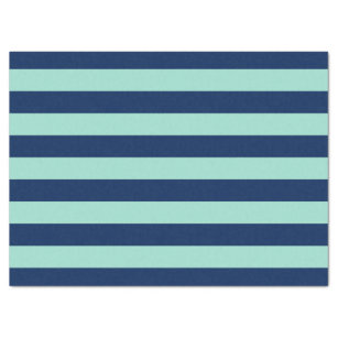 Light Green and Navy Blue Stripes Tissue Paper