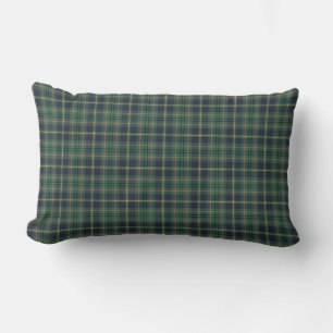 Light Green and Navy Clan Taylor Scottish Plaid Lumbar Pillow