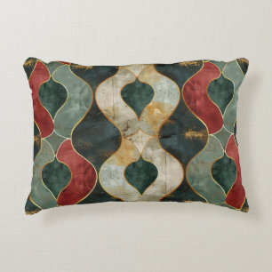 Light Green and Red Elegant Pattern Accent Pillow