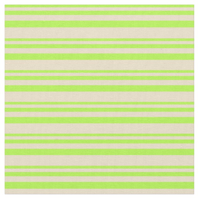 Light Green and Tan Coloured Lines Pattern Fabric (Close Up)