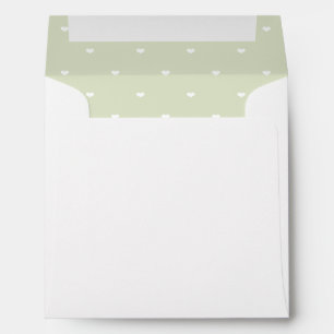 Light Green and White Polka Dot Heart Liner Envelope