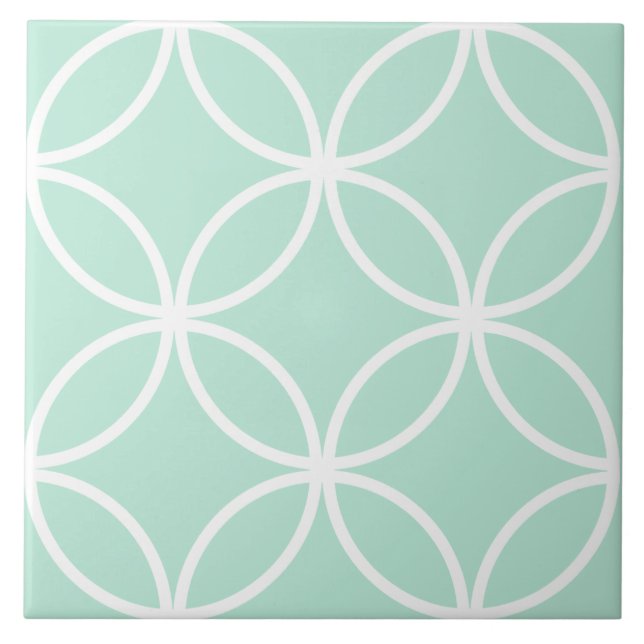 Light green and white repeat circle leaf pattern tile (Front)