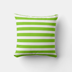 Light Green and White Stripes Throw Pillow