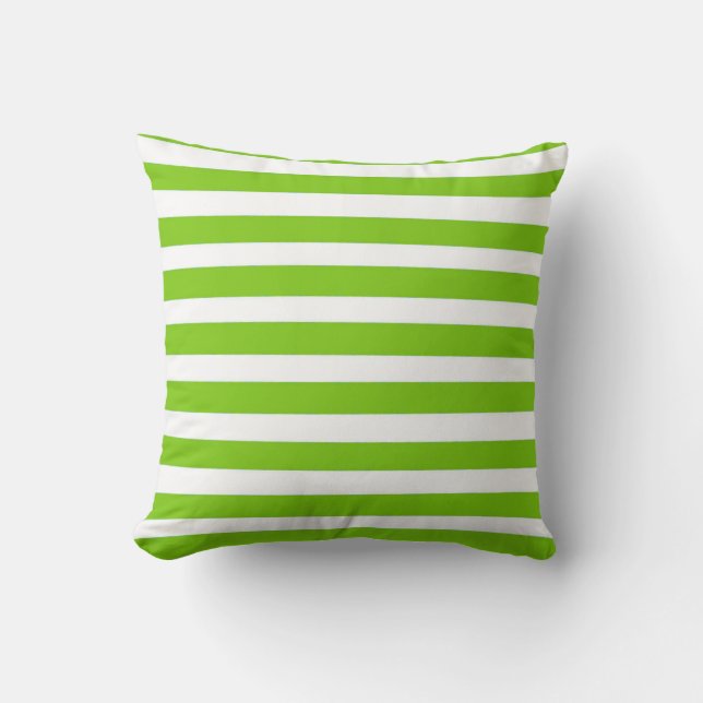 Light Green and White Stripes Throw Pillow (Front)