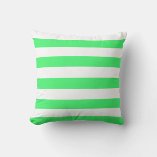 Light Green and White Stripes Throw Pillow