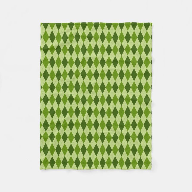 Light Green Argyle Plaid Fleece Blanket (Front)