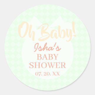 Light Green Baby Shower Oh baby Round Sticker