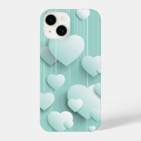 Light green background with 3D white hearts 