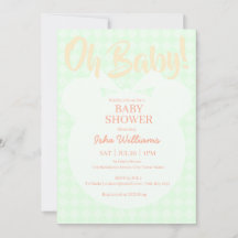 Light Green Bear Orange Oh Baby Shower Invitation