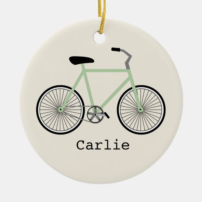 Light Green Bicycle Personalized Ornament (Front)
