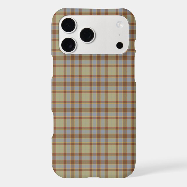 Light Green Blue Brown Plaid Tartan iPhone Case (Back)