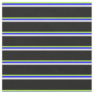 Light Green, Blue, Lavender & Black Lines Fabric