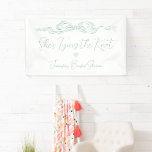Light Green Bow She's Tying the Knot Bridal Shower Banner