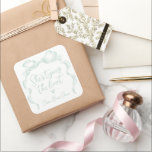 Light Green Bow She's Tying the Knot Bridal Shower Square Sticker<br><div class="desc">Elegant she's tying the knot bridal shower favour labels feature hand drawn ribbon bow with modern handwritten script fonts in light green,  clean and simple. Great for modern romantic wedding,  unique fun whimsical wedding,  elegant casual wedding.  
See all the matching pieces in collection.</div>