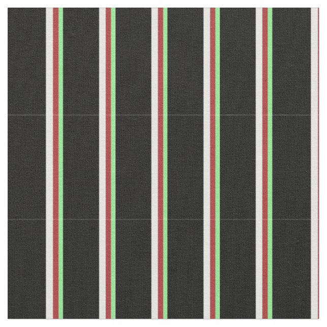 Light Green, Brown, White & Black Stripes Pattern Fabric (Close Up)