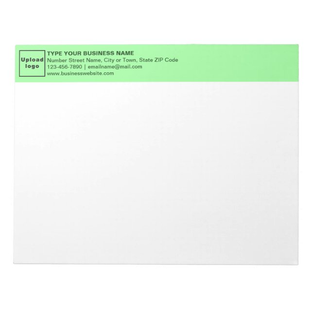 Light Green Business Brand on Heading of Notepad (Front)