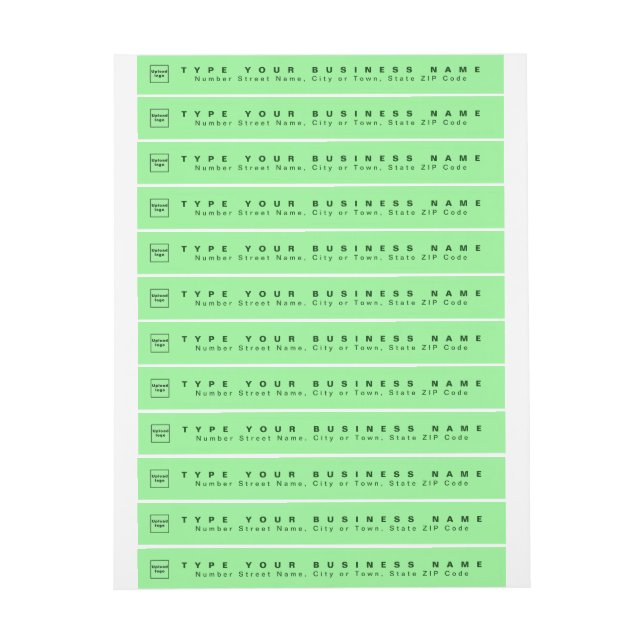 Light Green Business Return Address Slim Wrap Around Label (Sheet)