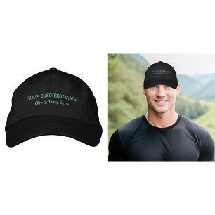 Light Green Business Text Embroidered on Cap
