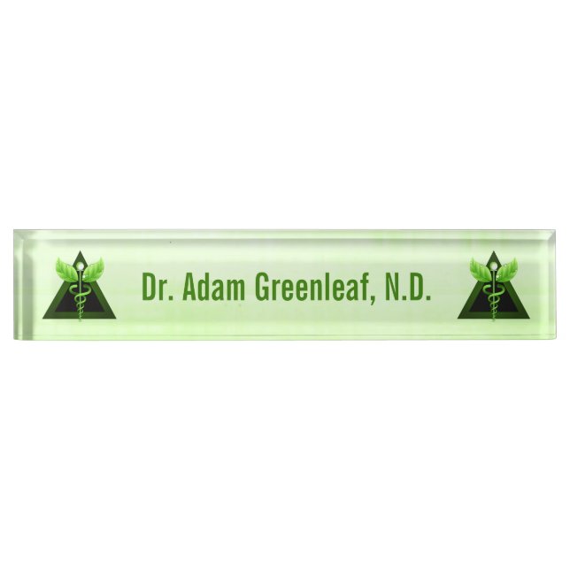 Light Green Caduceus Alternative Medicine Symbol Nameplate (Front)