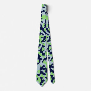 Light Green Camouflage in Navy Pale Blue Tie