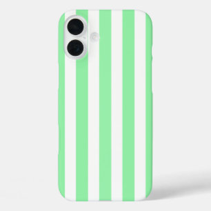 Light green candy stripes iPhone 16 plus case