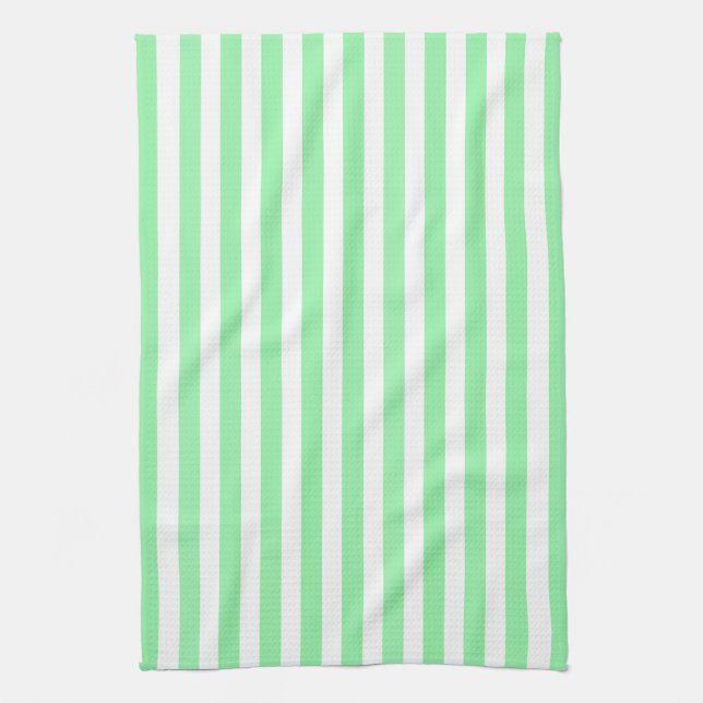Light green candy stripes kitchen towel (Vertical)