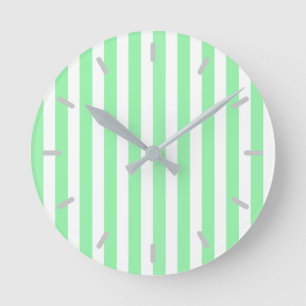 Light green candy stripes round clock