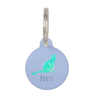 Light green cat’s artwork pet tag
