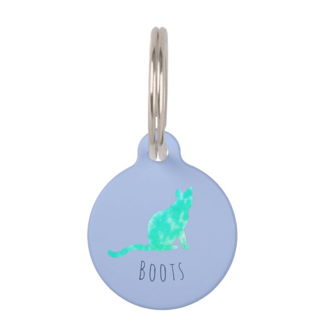 Light green cat’s artwork pet tag (Front)