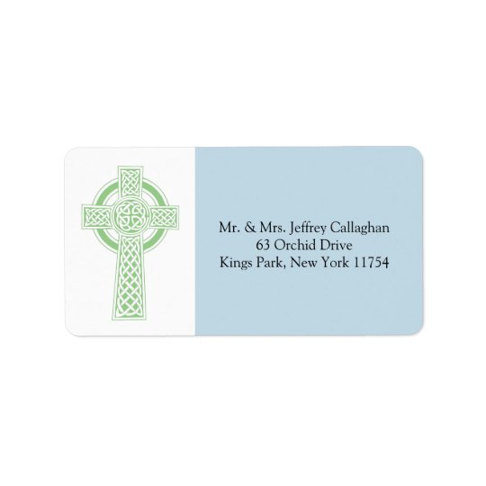 Light Green Celtic Cross with Return Address