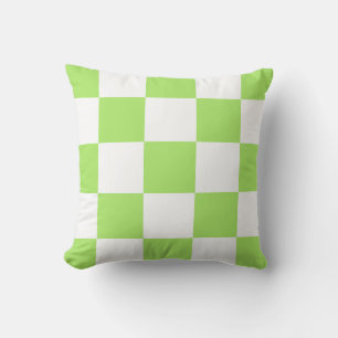 Light Green Chequered Large Scale Retro Pattern  Throw Pillow