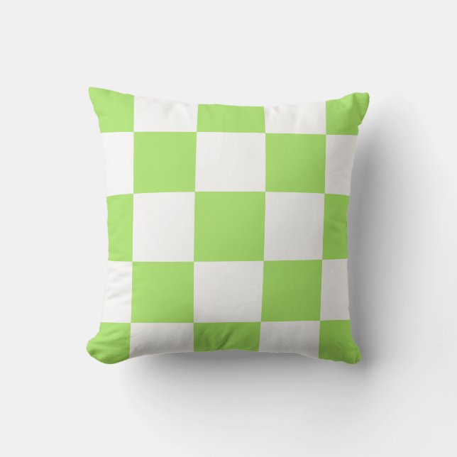 Light Green Chequered Large Scale Retro Pattern  Throw Pillow (Front)