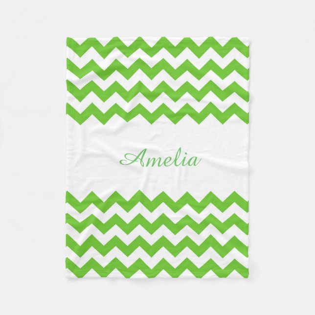 Light Green Chevron Fleece Blanket (Front)