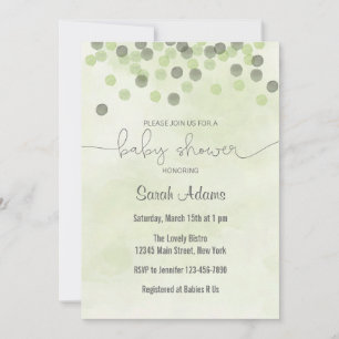 Light Green Confetti Baby Shower Invitation