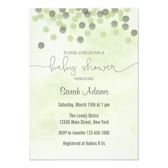 Light Green Confetti Baby Shower Invitation