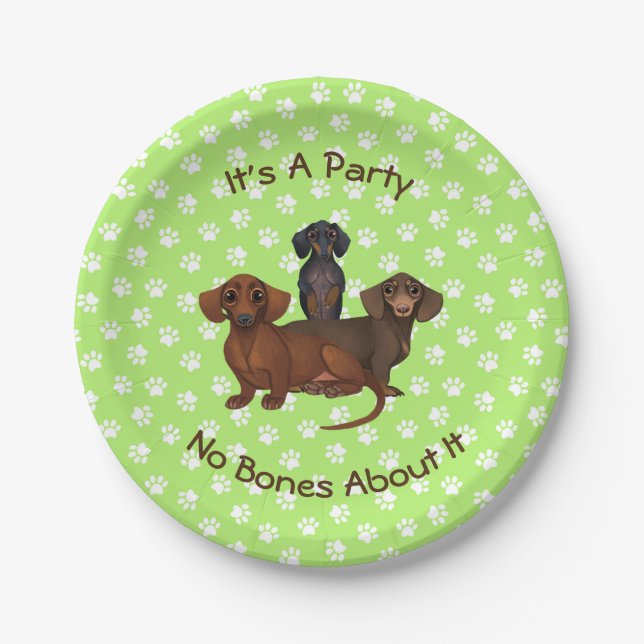Light Green Dachshund Paper Plates (Front)