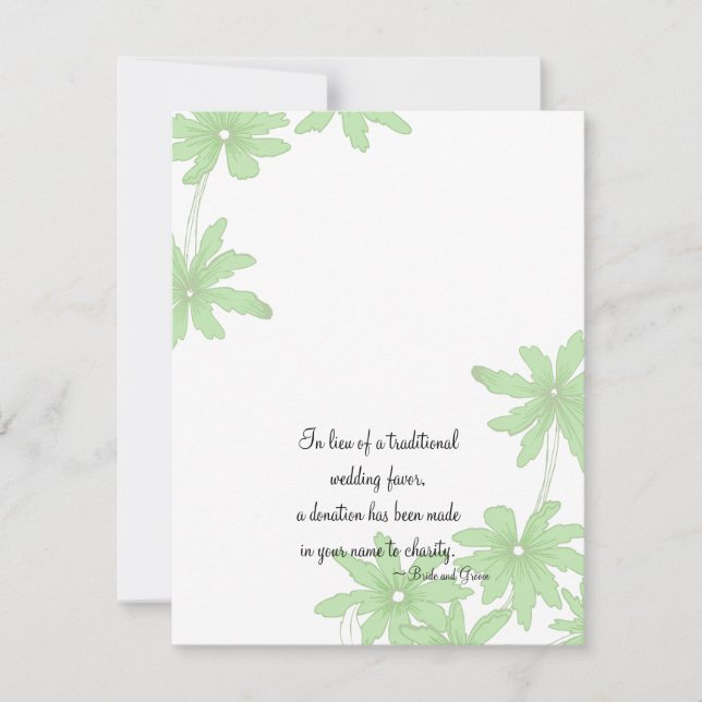 Light Green Daisies Wedding Charity Favour Card (Front)