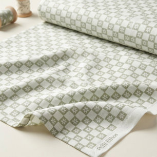 Light Green Daisy Chequerboard Combed Cotton Fabric