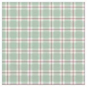 Light Green / Dark Gray-Red / White Plaid Fabric