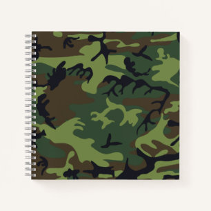 Light Green, Dark Green, Brown, Black Camouflage Notebook