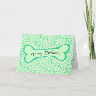 Light Green Dog Bone Happy Birthday Card